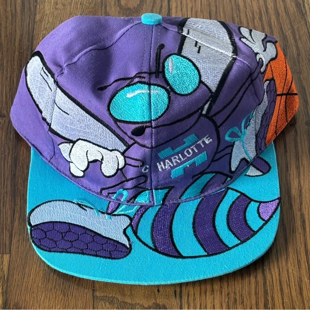 NBA Charlotte Hornets Vintage Rare Bootleg Big Logo Basketball Hat Snapback